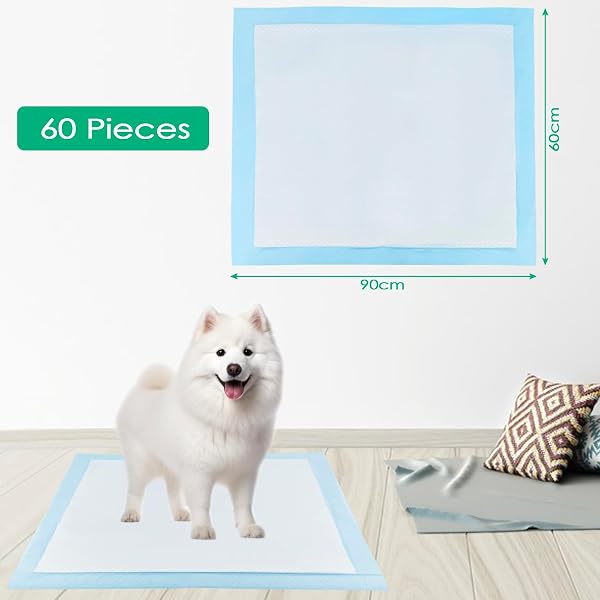60 Pieces Hygienic Dog Mats, 60 x 90 cm, 5 Layers Leak-proof Design with Quick Drying Surface, Dog Sleeper Mat Pipi Absorbent Hygienic Training - 2