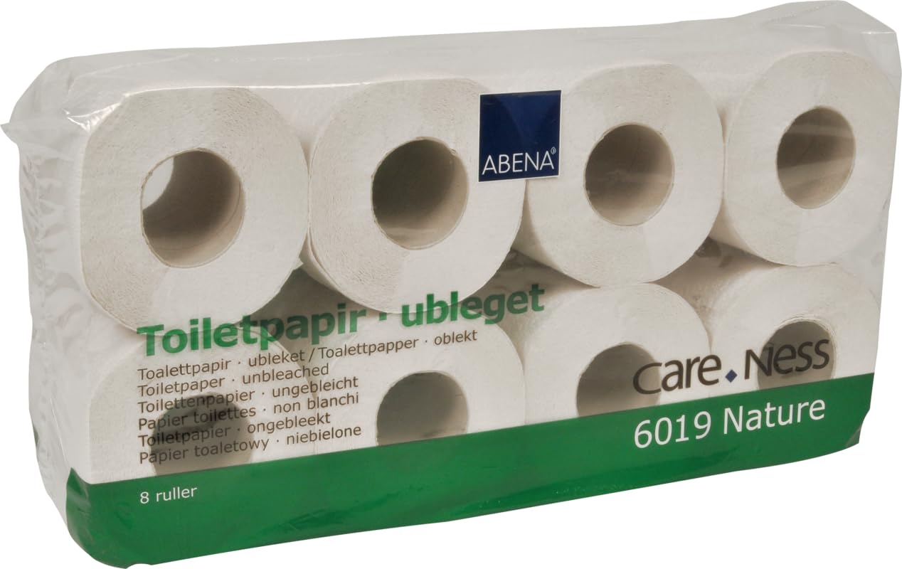 ABENA Toilet Roll | Pack of 8 | 2 Layer Toilet Paper | Toilet Rolls Made from 100% Recycled Paper. ABENA Toilet Paper Made with the Environment in Mind, eco-Conscious Toilet Tissue.