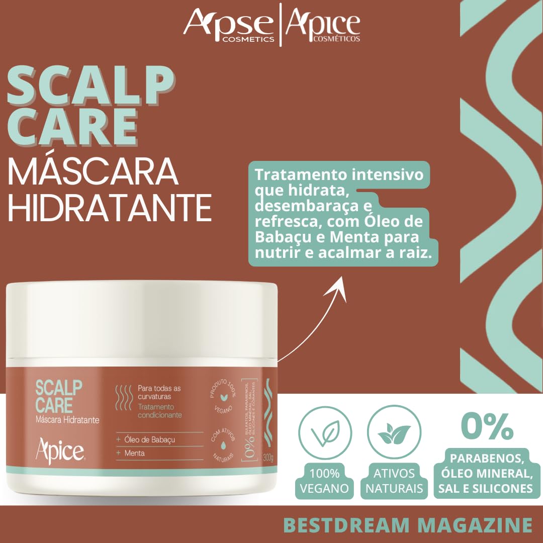 Kit Shampoo Condicionador E Mascara Hidratante Scalp Care Apice