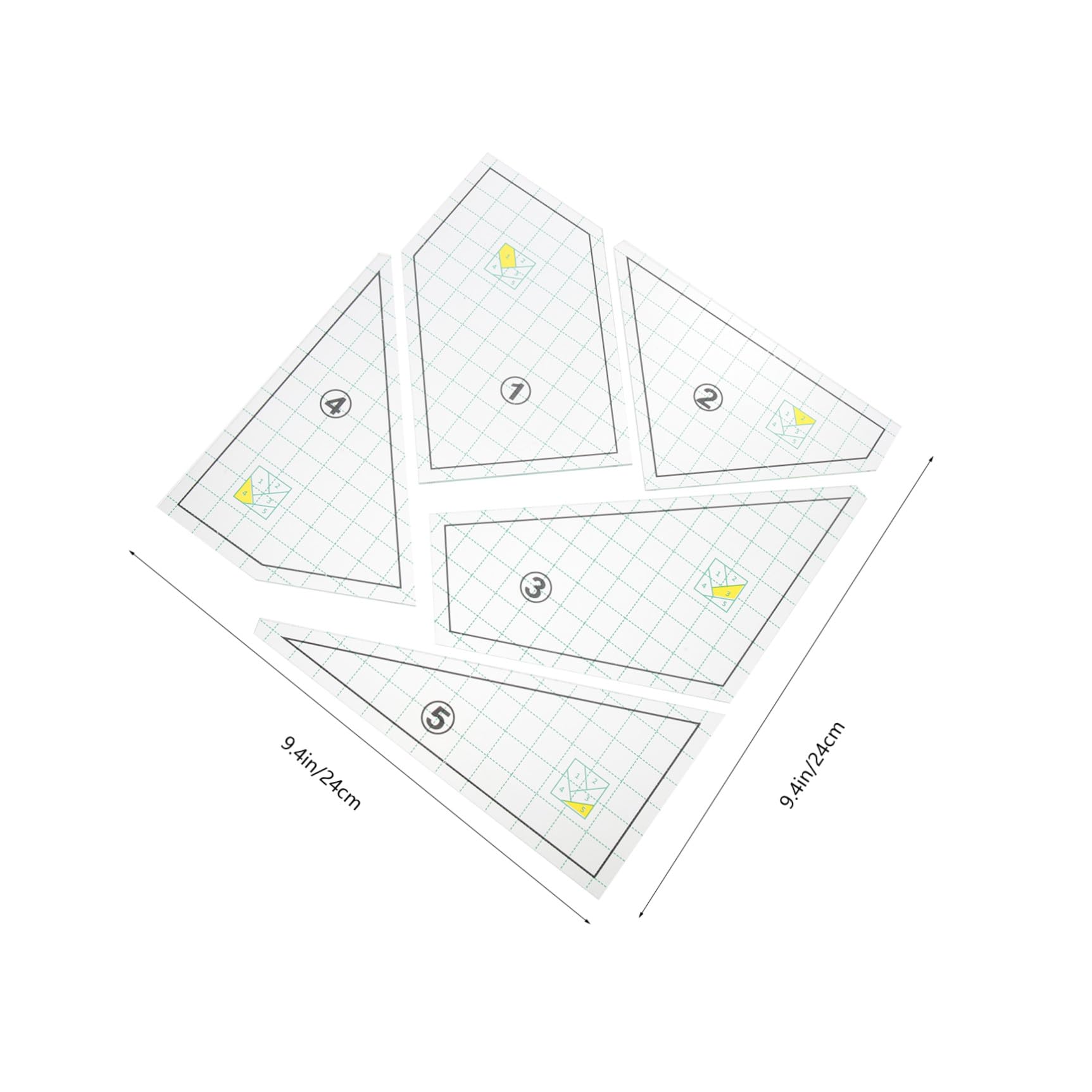 Artibetter 5pezzi Modelli Per Quilting Domestico Righelli Per Trapuntatura Strumenti Per Cucire Fai Da Te Riutilizzabili e Resistenti Per Sartoria e Modellisti