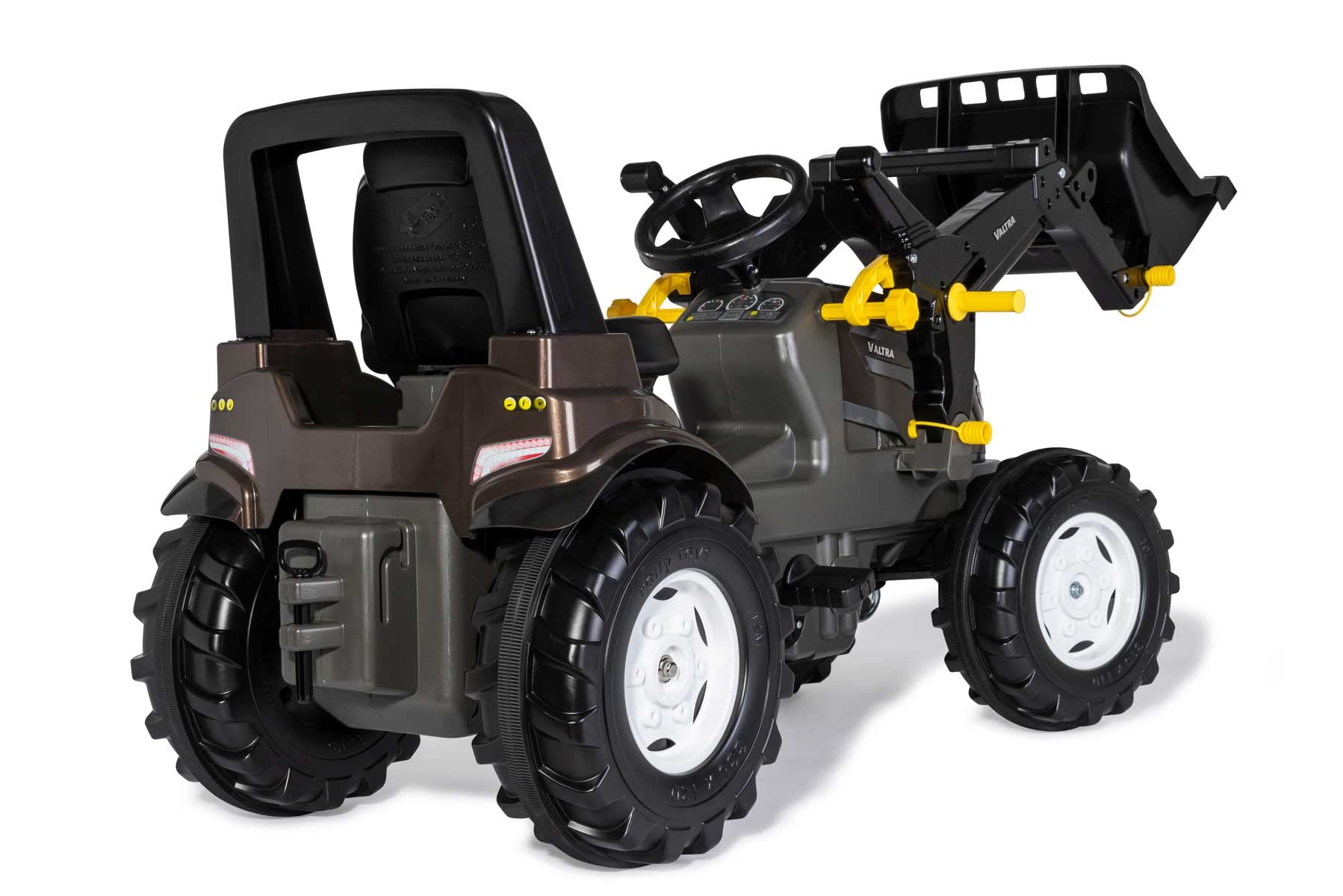 Rolly Toys - Tracteur RollyFarmtrac Premium 730056 - avec Chargeur rollyTrac de 3 à 8 Ans - avec pneus Silencieux - Siège réglable en Longueur et en Hauteur - Marron