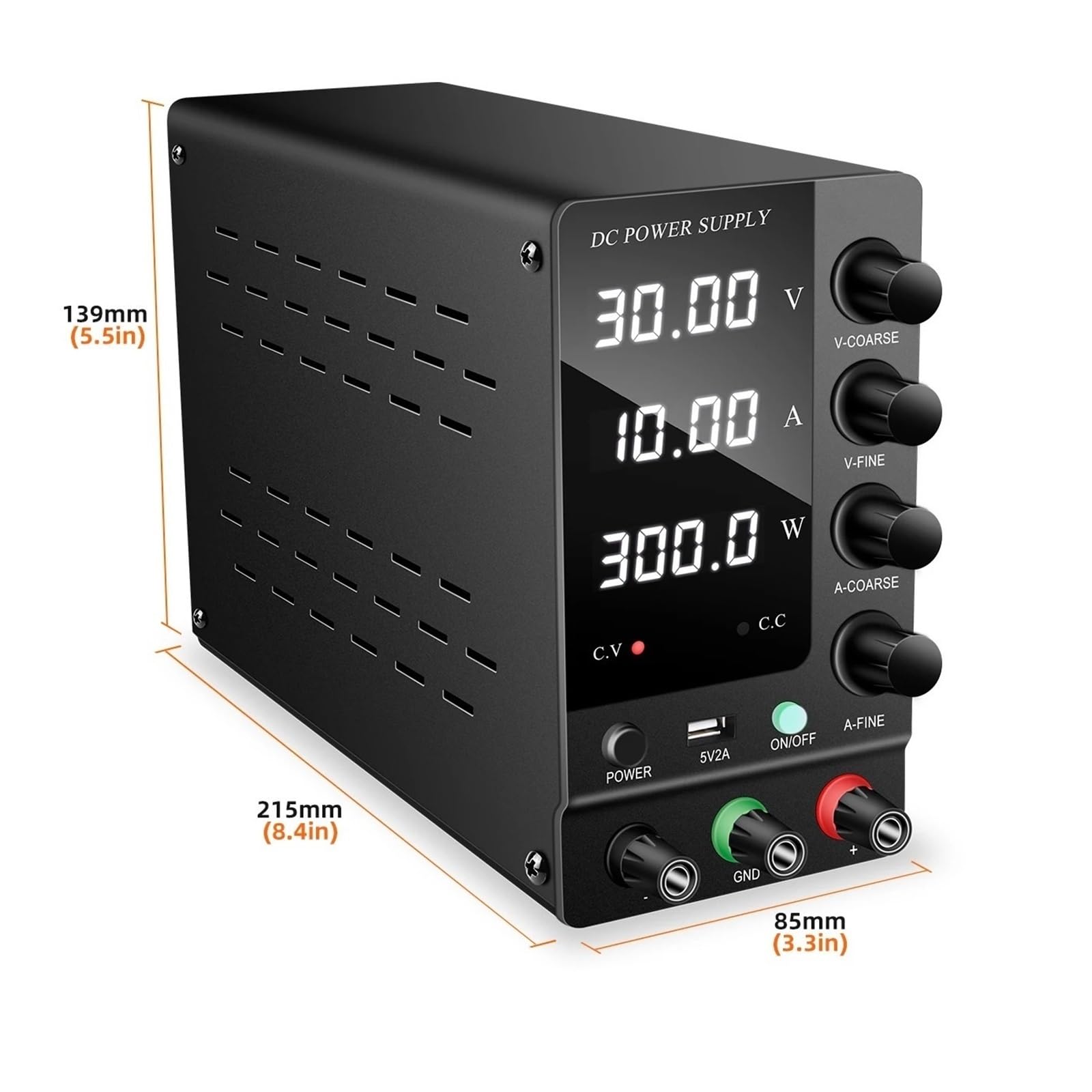 Fuente de alimentación CC 30V 60V 120V Regulador de Voltaje Ajustable Fuente de alimentación conmutada de Banco(Black 30V10A C3010,110V)