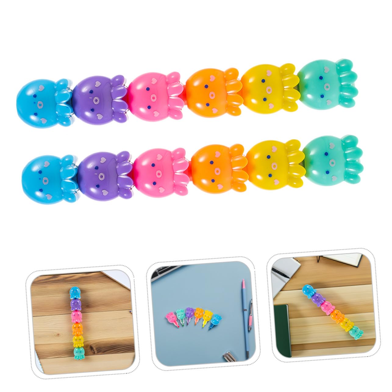 2 Set Penne Evidenziatori Mini Polpo Impilabili Colori Fluorescenti Vivaci per Scrittura e Progetti Creativi per Studenti Ufficio e Scuola