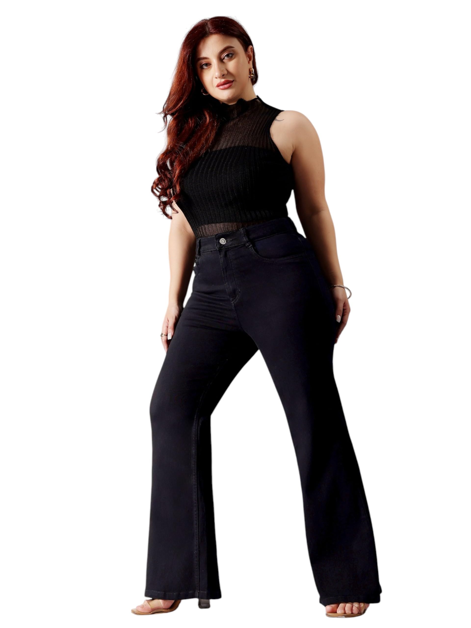 miss chase a+ Women's Wide-Leg High Rise Regular Length Stretchable Denim Jeans-picture-26