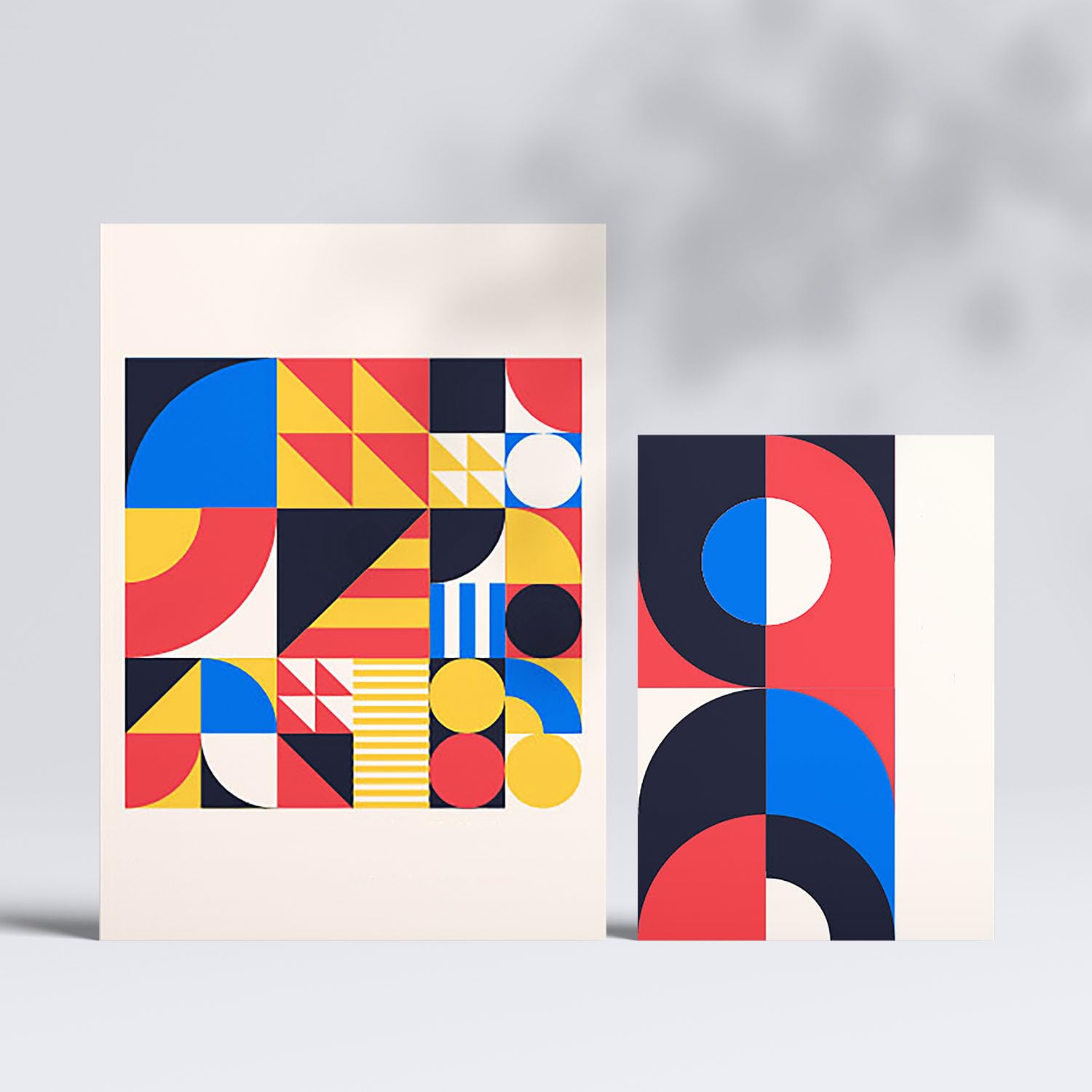 Set 6 Stampe Bauhaus Con Cornice - Poster Geometrici A4 E A3, Per Decorazione Casa Moderna