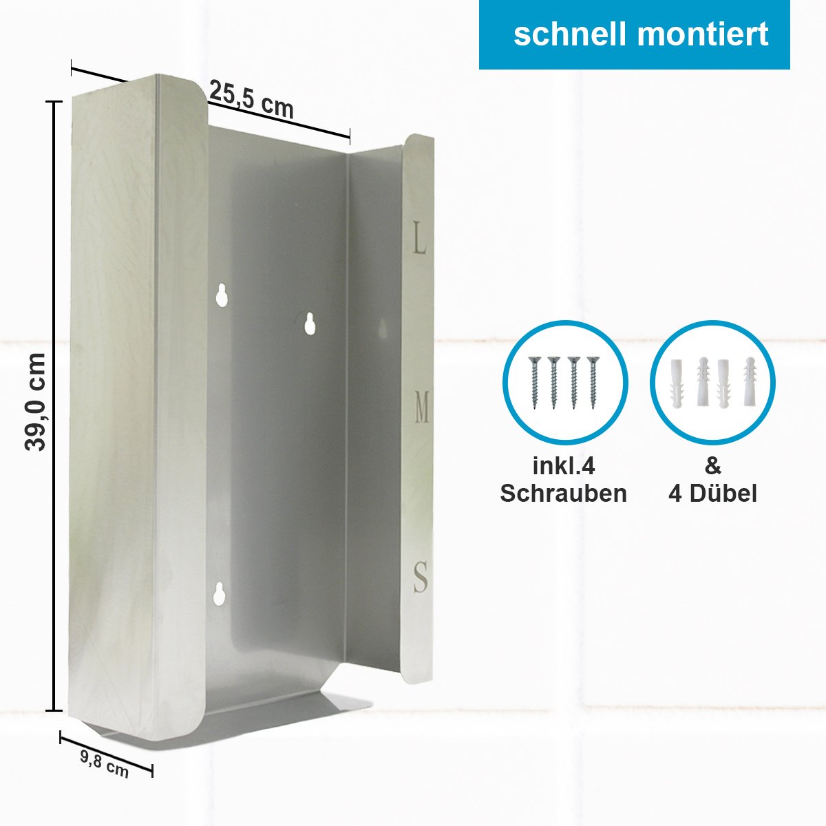 Handschuh-Spender Edelstahl Für 3 Boxen (39 x 25.5 x 9.8) Silber