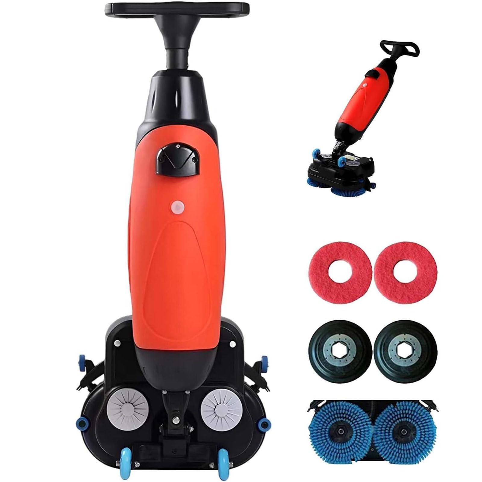 Fregadora de suelo comercial inalámbrica, 43.2 cm de doble cepillo, motores de 250 W, 1200 m²/h, 4,5 L Fresh + 7,5 L, tanques de residuos, autopropulsado