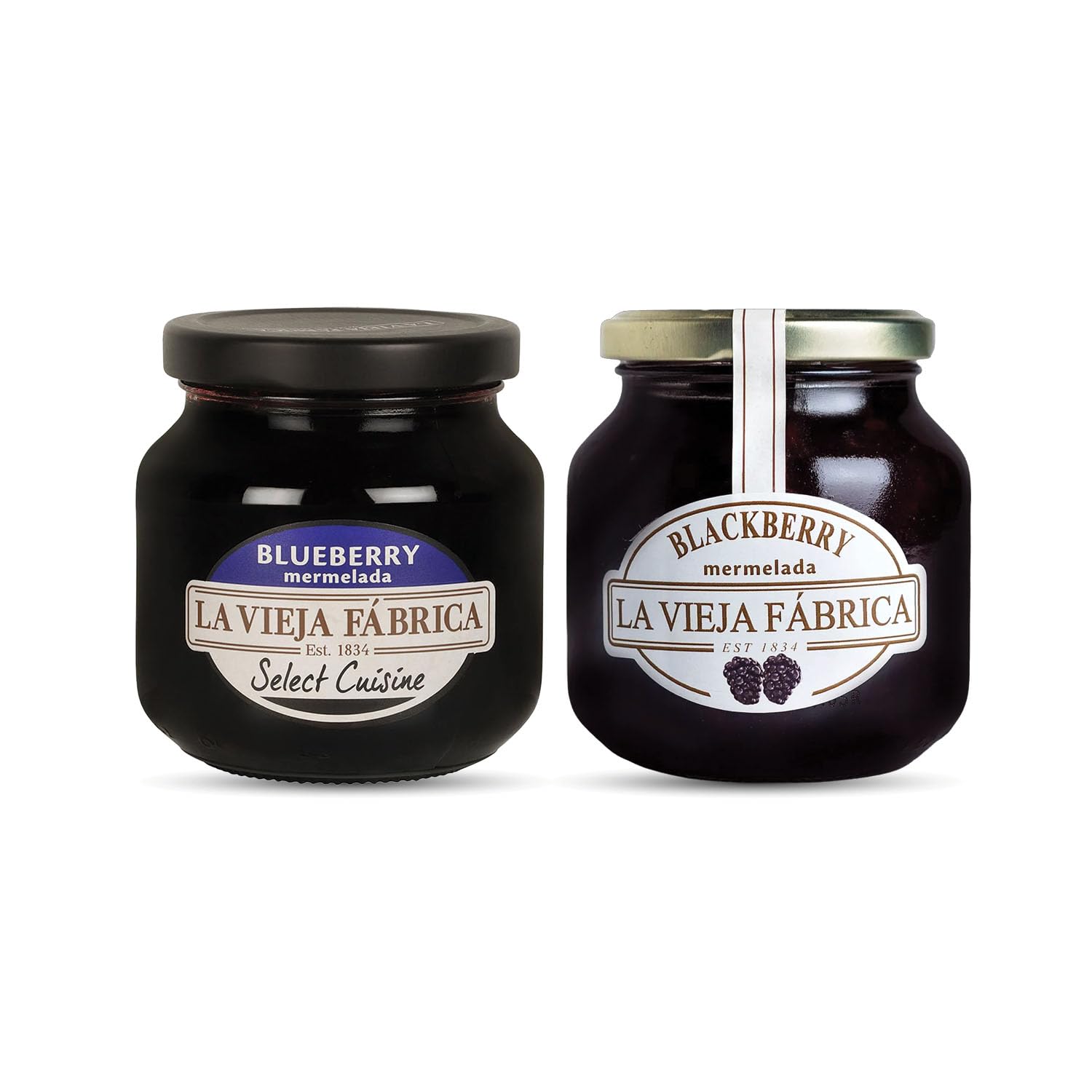 La Vieja Fabrica jam BlackBerry jam, 350g & Blueberry Jam Bottle, 285 g (Pack of 2)
