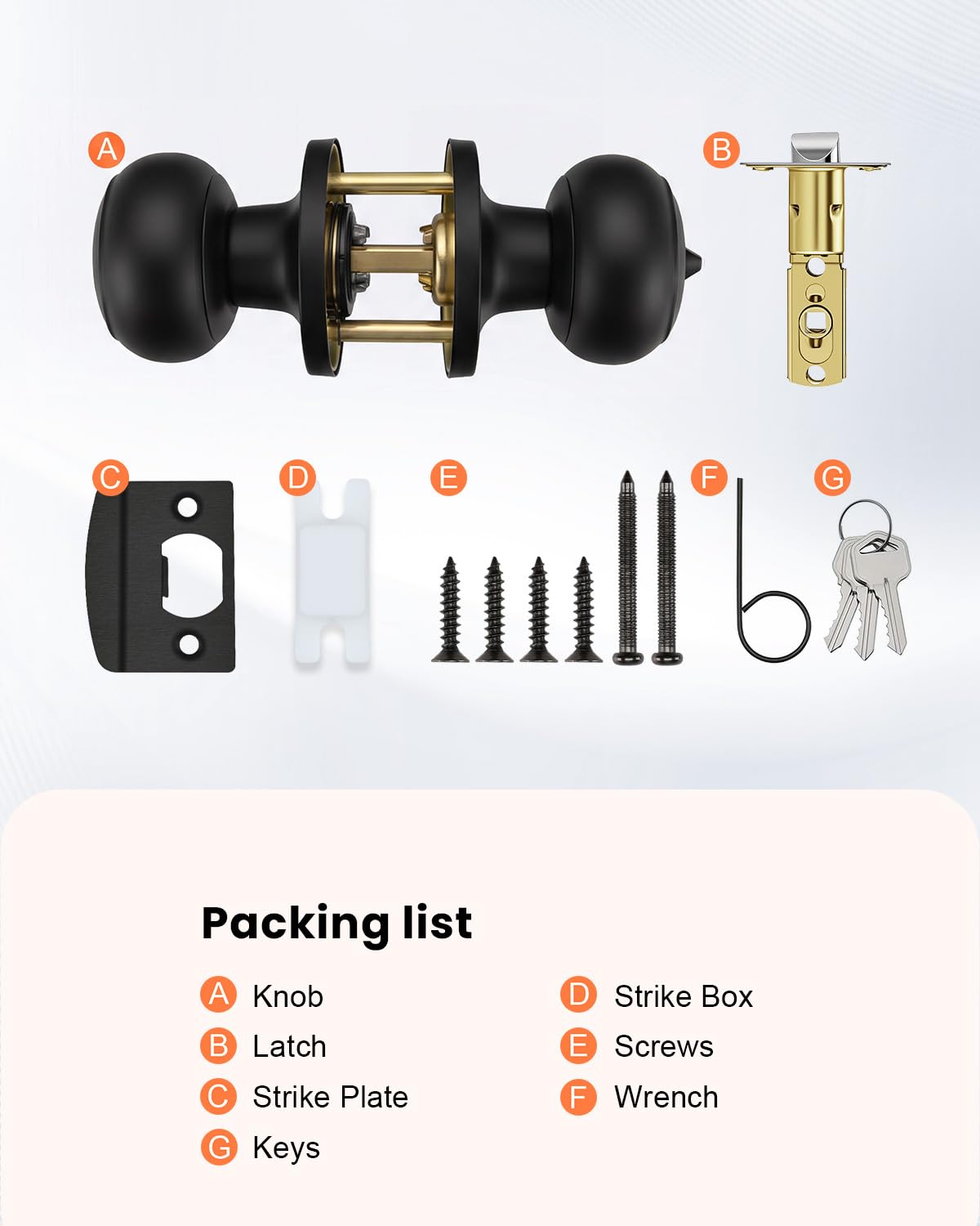 Haidms Matte Black Door Knobs with Lock & Key -6