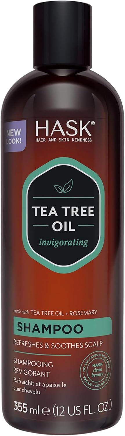 HASK Invigorating Tea Tree Oil Shampoo, thickening for all hair types, colour safe, and cruelty-free - 1 355mL Bottle 3 61y9YUg0LzL. AC SL1500