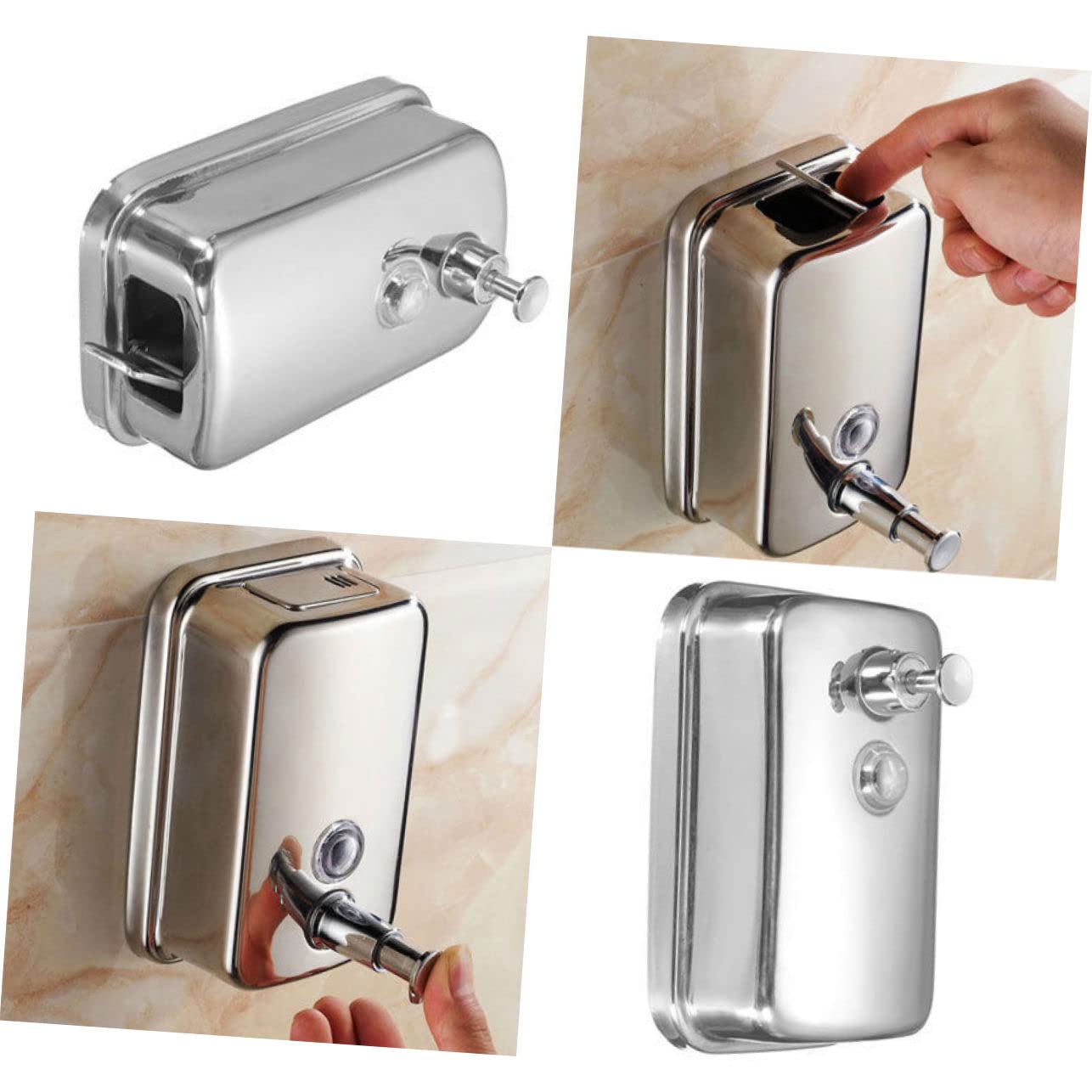 SOLUSTRE Dispensador Champú de Jabón Líquido Inoxidable Acero Loción de 500ml Bomba y Diseño Plata Resistente y Moderno para Adecuado para Baño y Cocina