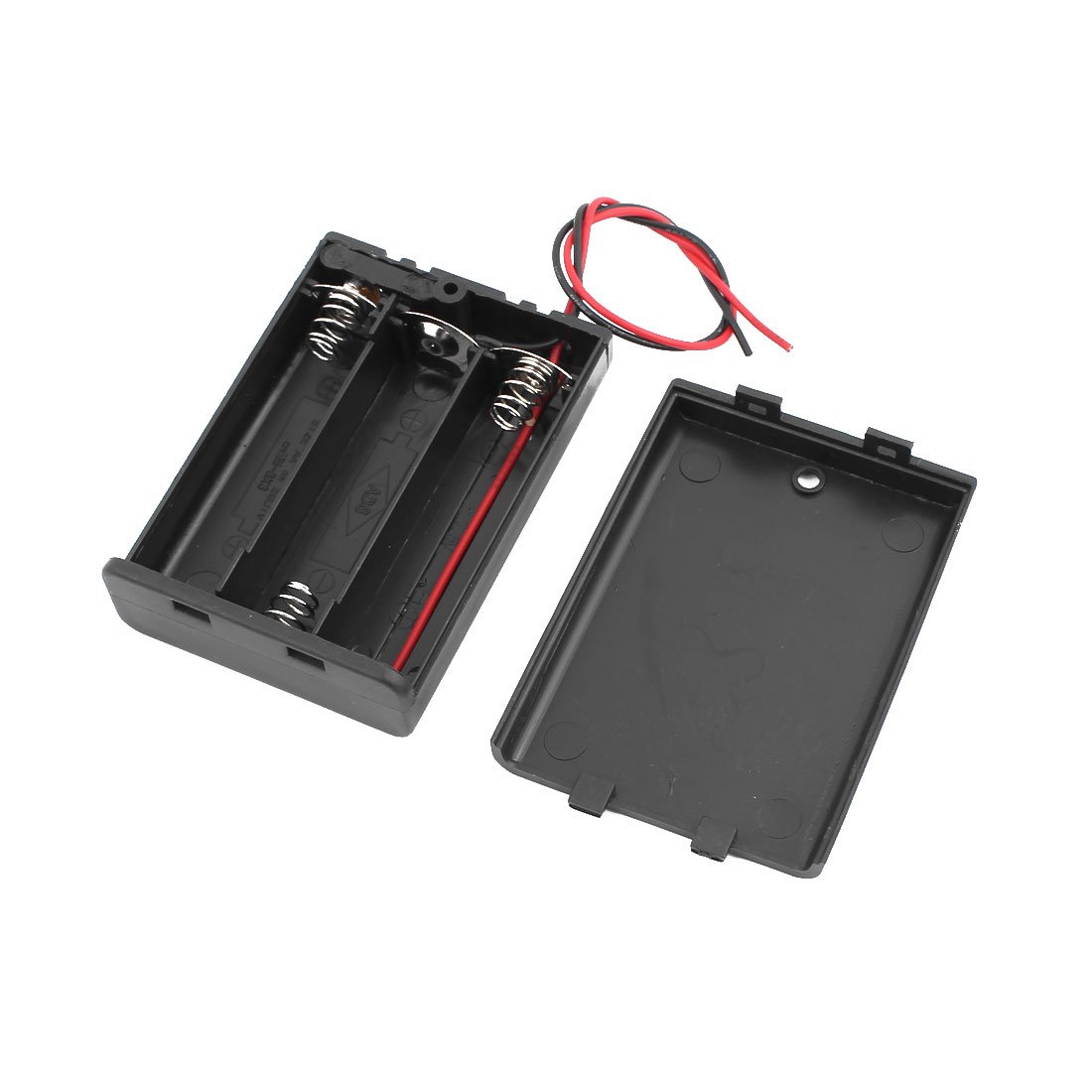 Aexit 2 Pcs 4 x 1.5V AAA Battery Holder Storage Case Wire Lead 50x53x12mm Black (ed948c77ce14ec248841911b65585c5f)