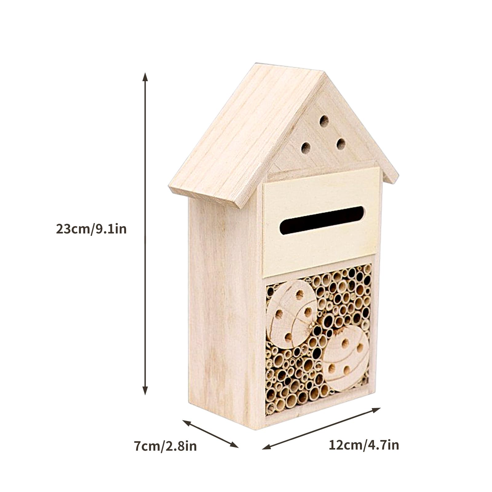 Insektenhaus aus natürlichem Holz, wetterfest, Insektenhotel für Gärten, Marienkäfer, Florfliegen, Schmetterling, Mauerbienen, Einzelgänger, Laubschneider und viele andere nützliche