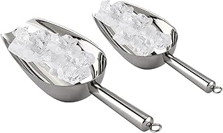 Paletta per Caramelle,Set di 2 Resistente Paletta per Ghiaccio in Acciaio,Acciaio Inox Ghiaccio Scoop,Ice Paletta,Food Scoop,Paletta per Ghiaccio per Farina,in Acciaio Inox, per Buffet, bar e Cucina.