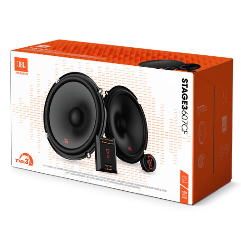 Kit Set para JBL STAGE3 607CF Sistema de 2 vías 6,5" 165 mm 16,5 cm, 50 vatios rms 250 vatios máx, con 2 woofers 2 tweeters 2 crossovers, 3 Ohm, para Coches, Kit de Pareja