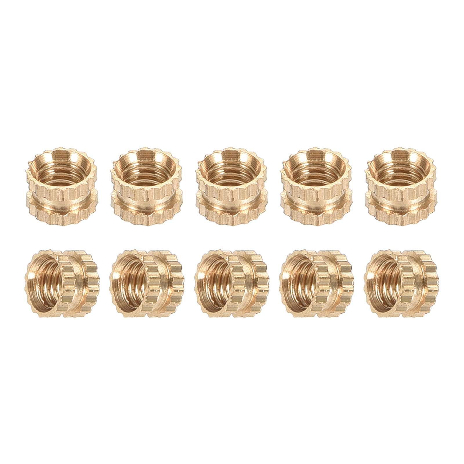 DTGN M3x3x4mm(IDxLxOD) Knurled Insert Nuts - 50 Pack - Good for Plastic Shells - Brass Female Thread Heat Set Inserts Embedment Nut