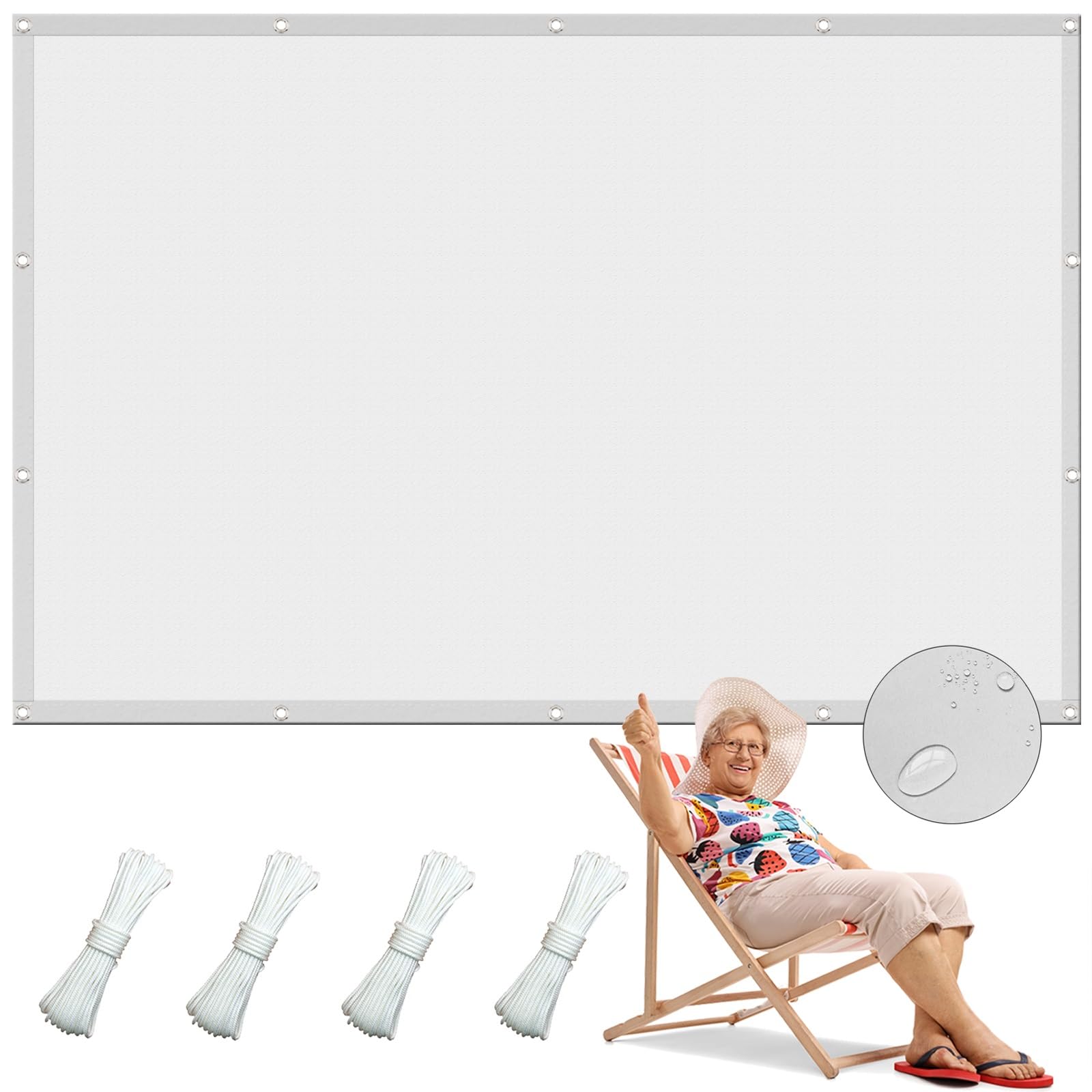 Toile ombrage pour patio blanc anti chaleur et pluie voile rectangulaire