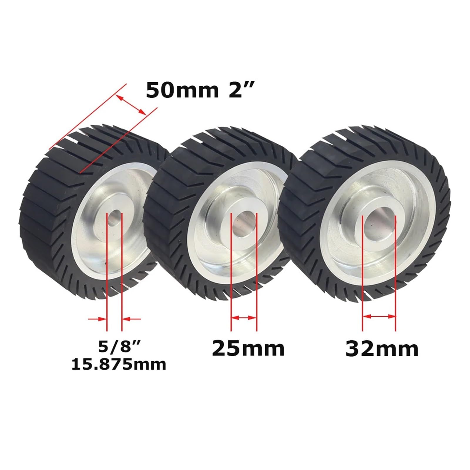 Ruota di espansione in gomma con manicotti abrasivi (150 mm x 50 mm/25 mm) | 150x50x25mm