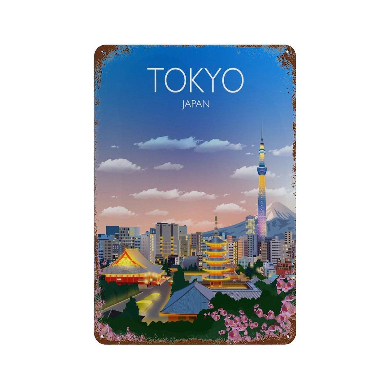 xiaoxiaoshen Travel of Tokyo City Japan Cityscape (2) Wall Decor Art Metal Tin Poster Modern Home Decor Art Home Bar Shop Decorations Vintage Sign 30x20cm