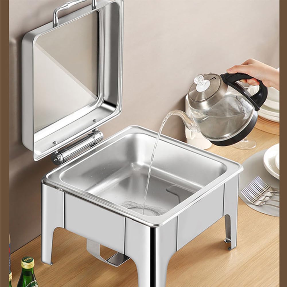 Juego de platos de roce, calentador de wok de acero inoxidable, freidora hidráulica acolchada con sartén de agua y cubierta superior abatible para cenas, fiestas, cocina, bodas, banquetes