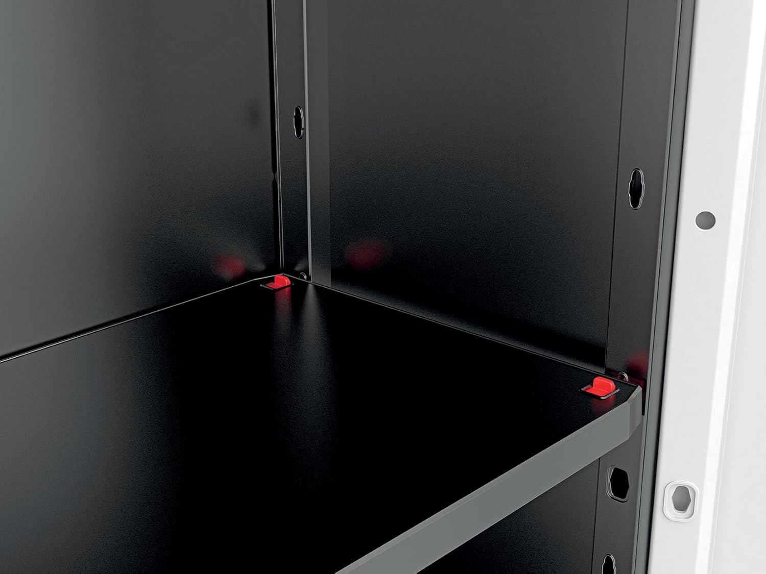 Close-up of adjustable shelf support