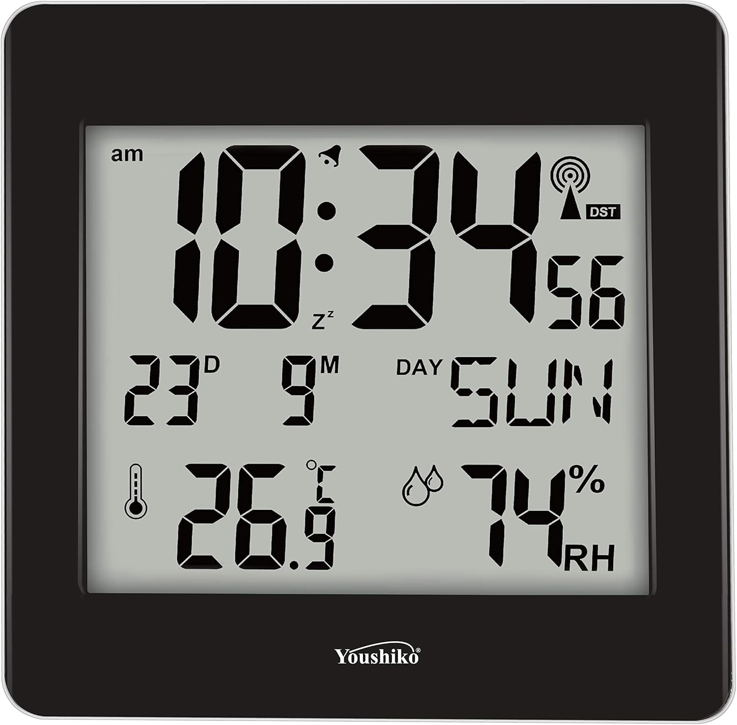 Jumbo LCD Radio Controlled (UK & Ireland Version/Premium Quality/Clear Display) Silent Wall & Desk Clock, (YC8058)