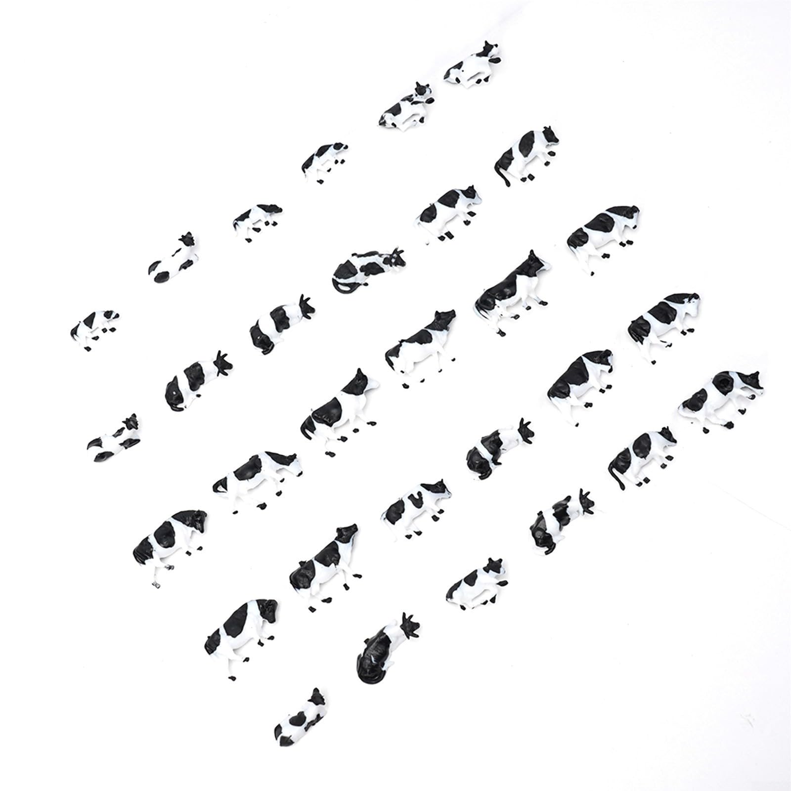 HO Scale Lot de 30 figurines de vache en plastique peintes d'animaux de la ferme pour modélisme ferroviaire