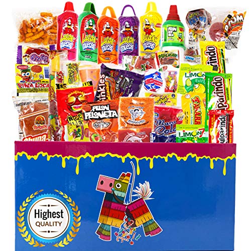 Mexican Candy, The Broken Pinata is an Assortment Of Salty, Spicy, Sweet, and Sour Dulces Mexicanos In a Snack Box. All Your Favorite Candies From a Pinata in a Box. (65 Mexican Candies)