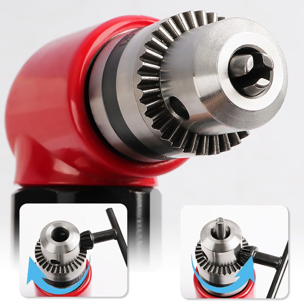 Perceuse pneumatique légère à angle droit avec mandrin de 1,5 à 10 mm, outil pneumatique 1800 tr/min pour percer dans des espaces restreints, 90 PSI