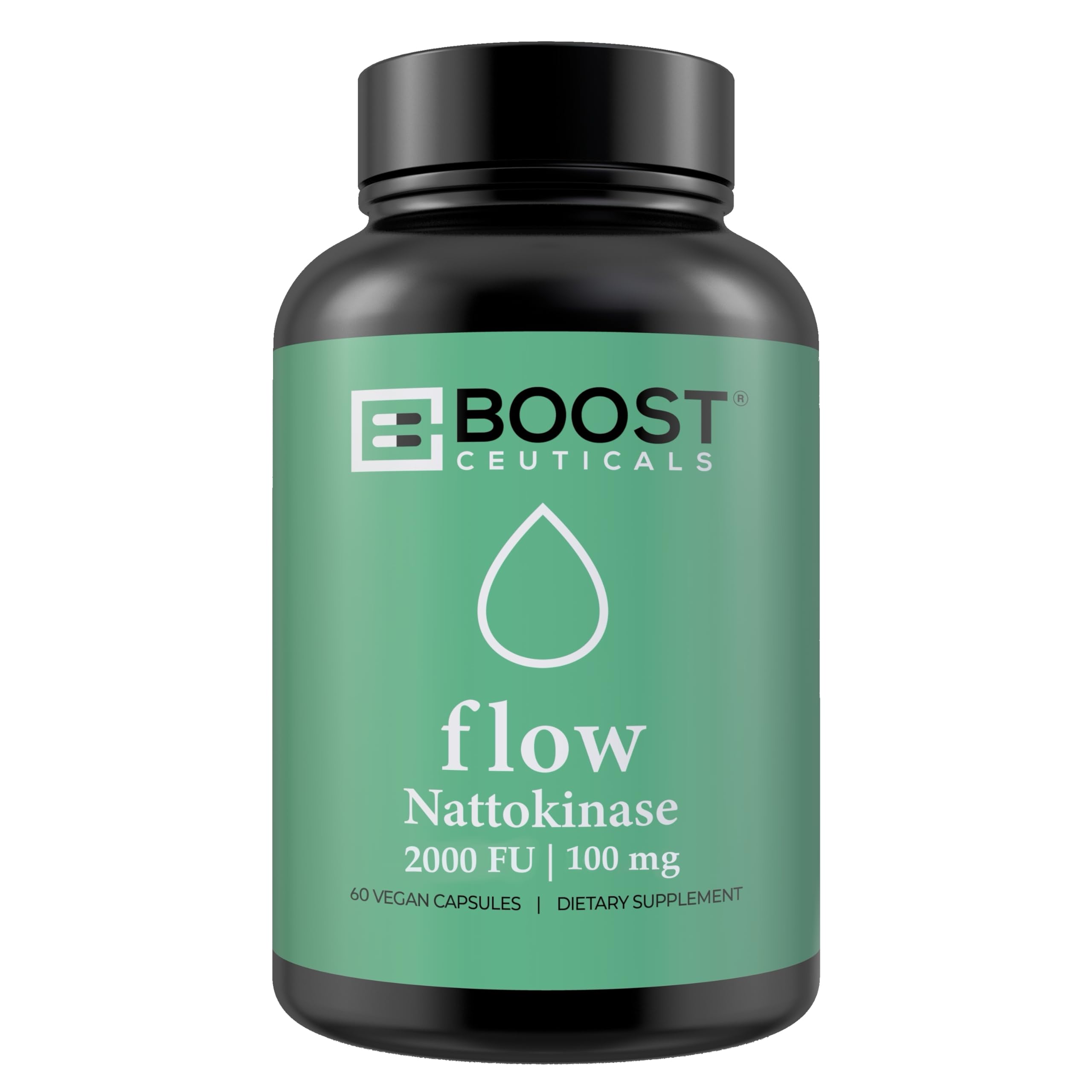 BoostCeuticals Nattokinase 2000 FU 100mg | 60 Vegan Capsules | No stearates, Non GMO Gluten Free Natural Blood Thinner & Blood Flow Supplement