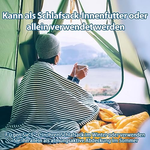 JAICOM Hüttenschlafsack, Ultraleichter Seideschlafsack für Reise, 2in1 Hüttenschlafsack, Bequemer und Weicher Schlafsack kleines Packmaß aus Mikrofaser, Ideal für Rucksackreise, Hotels
