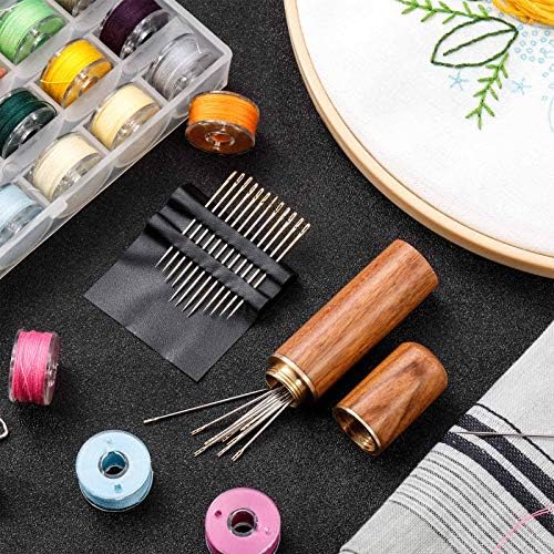 tonyg-p 24 Pieces Self-Threading Needles Opening One Second Hand Needles for Blind Old People with Gold Eye Embroidery Hand Sewing Tools, Stainless Steel