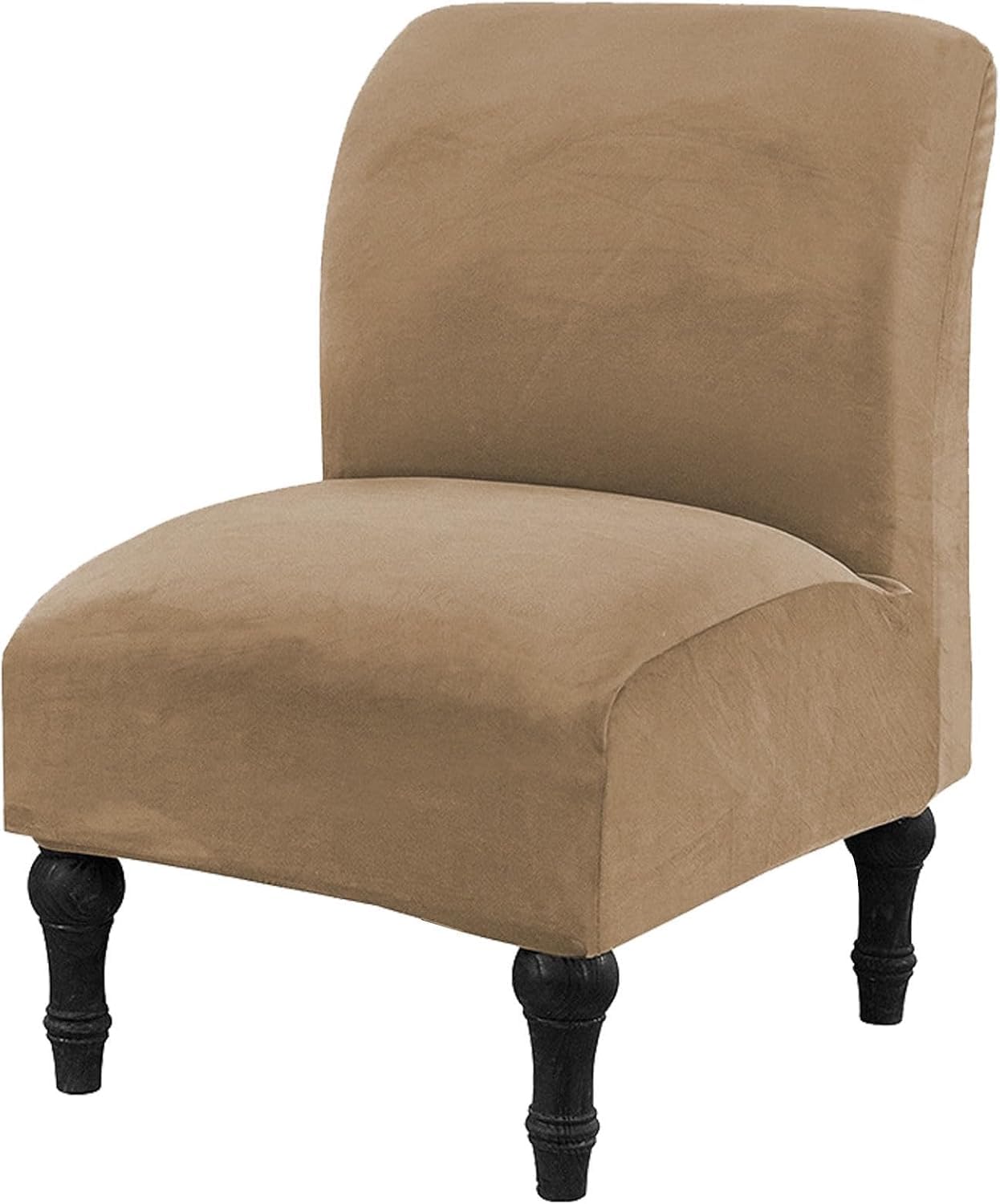 Haclen Camel Velvet Armless Accent Chair Covers Set Of 2 1, Stretch Armless Chair Slipcovers Soft Removable Washable Slipper Chair Furniture Protector (,1 Pcs)