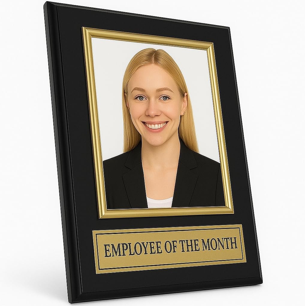 Made in USA Employee of The Month Frame Black - Employee of The Month Plaque 8"x10" Plaque Holds a 4"x6" Photo Appreciation Award and Recognition