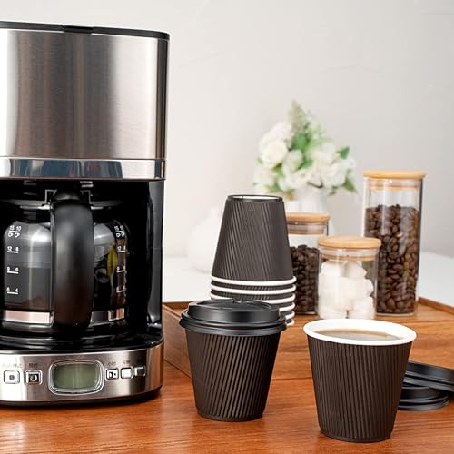 Vista 124 de Vasos de café de papel aislado de pared corrugada, 8 oz, Anaranjado