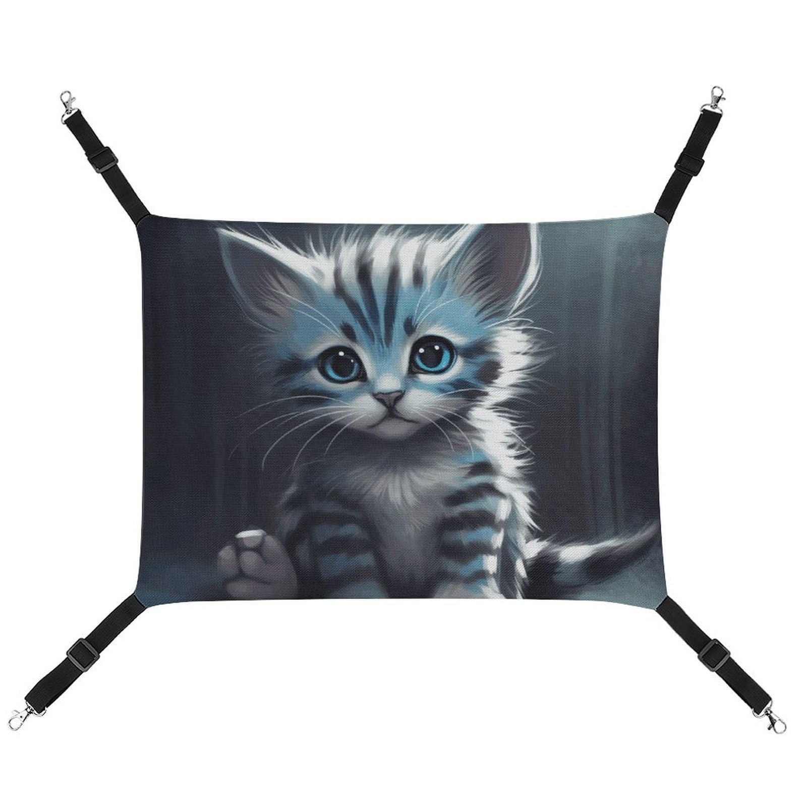 Hamac pour chat réglable et suspendu en tissu rayé respirant pour chaton et furet