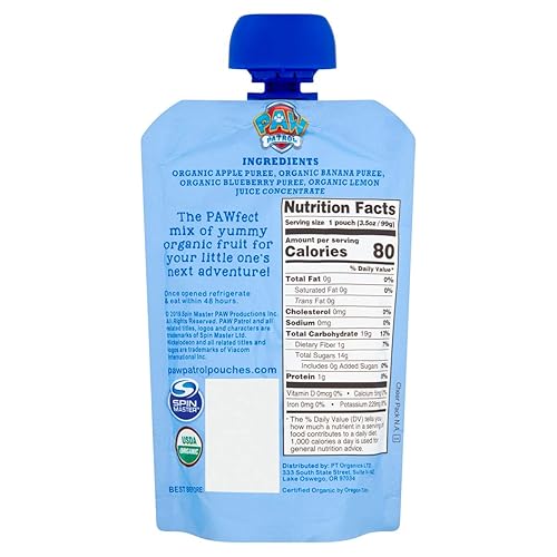 Miniatura 2 de Paw Patrol Bold Blueberry Organic Mixed Fruit Squeeze Pouch 35 oz paquete de 10