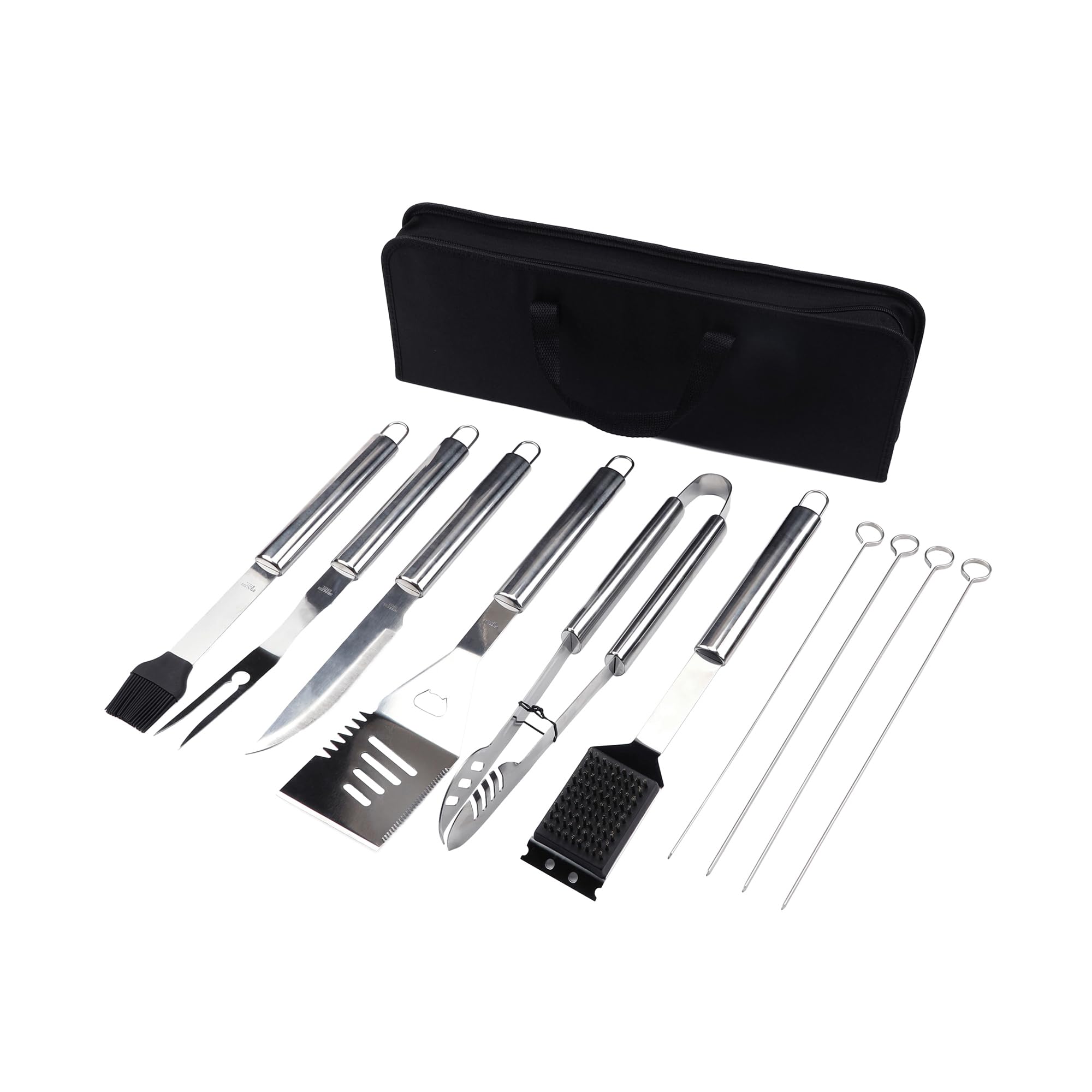 Amig - Kit 10 Accessori per Barbecue - Acciaio Inossidabile - Set Completo di Utensili - Accessori Pratici e Presentazione Curata per Regalo - Mod. AM03