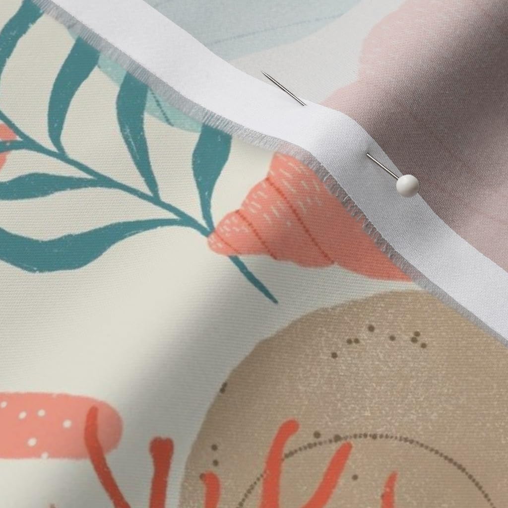 Spoonflower Fabric - Colorful Seashells Coastal Nautical Modern Beach House Pink Coral Blue Printed on Organic Cotton Sateen Fabric by The Yard - Sewing Quilting Apparel Home Decor