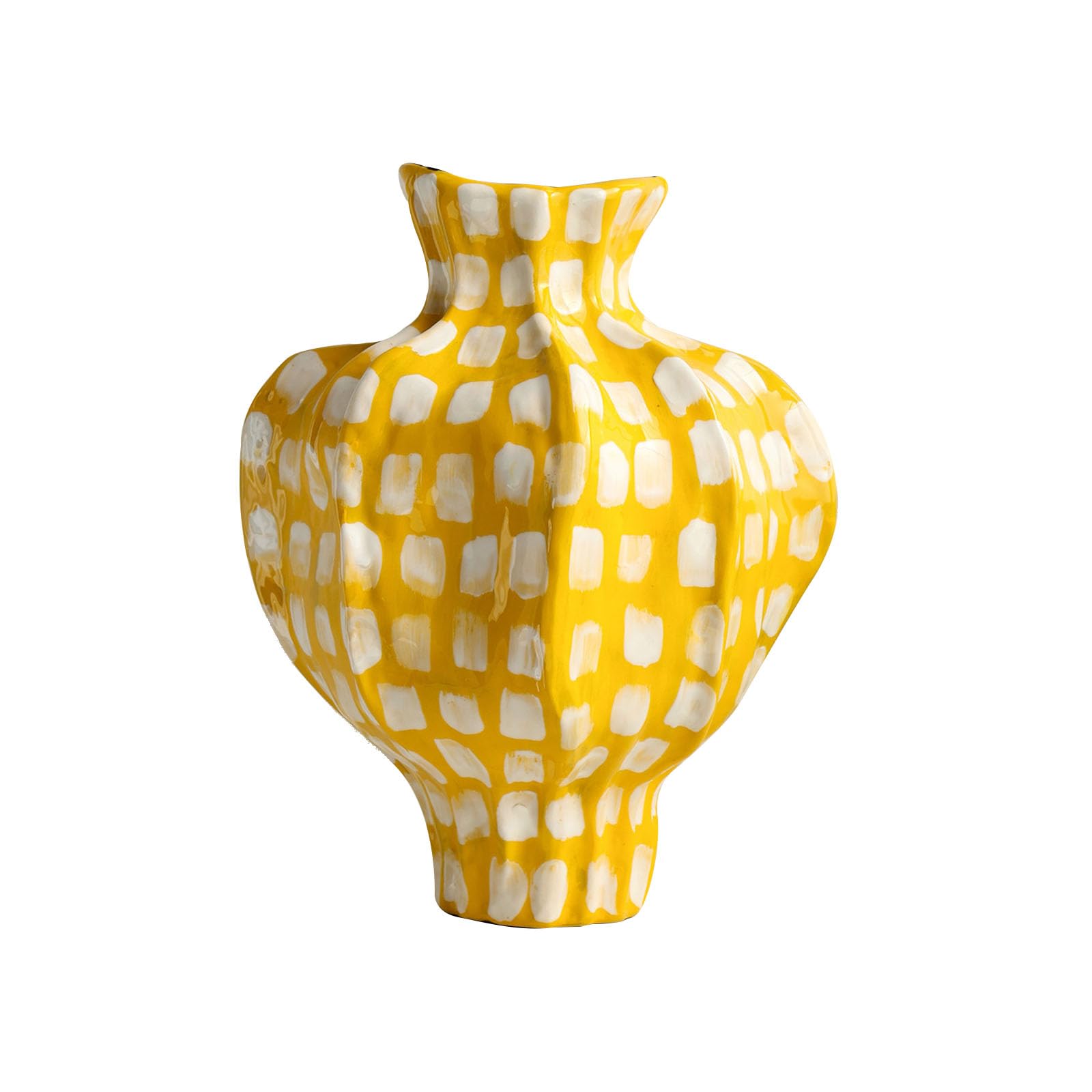 Nzzkoides Yellow A Home Decorative Ceramic Vases, Fashion Art Vases With Hand-Painted Texture Patterns, Ornaments For Living Room, Bedroom, Study Room, Shelf(Size:28 * 21 * 35Cm,Color:yellow A)