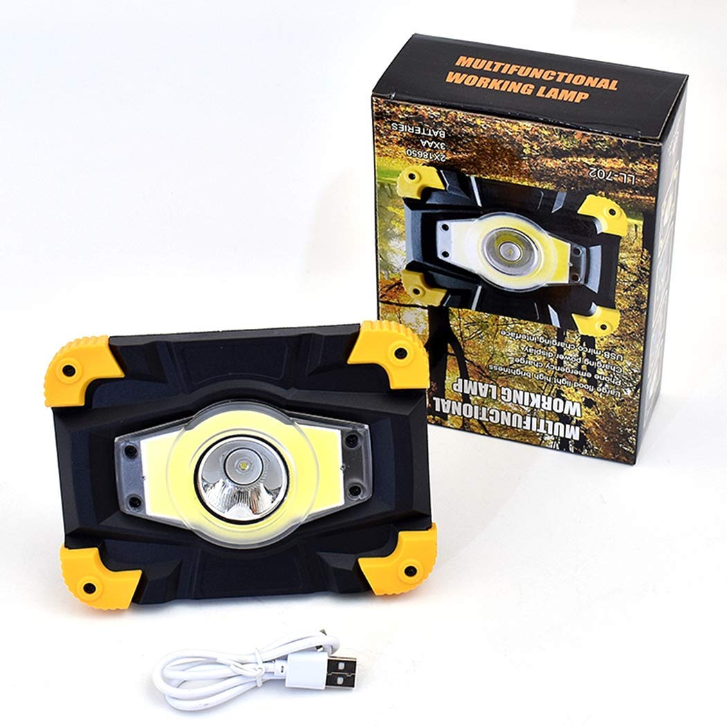 LED Wiederaufladbare Arbeitsleuchte, 10W Flutlicht, USB Tragbare Campingleuchte, IP65 Wasserdicht Strahler, 4 Beleuchtungsmodi für Auto Reisen Wandern Angeln