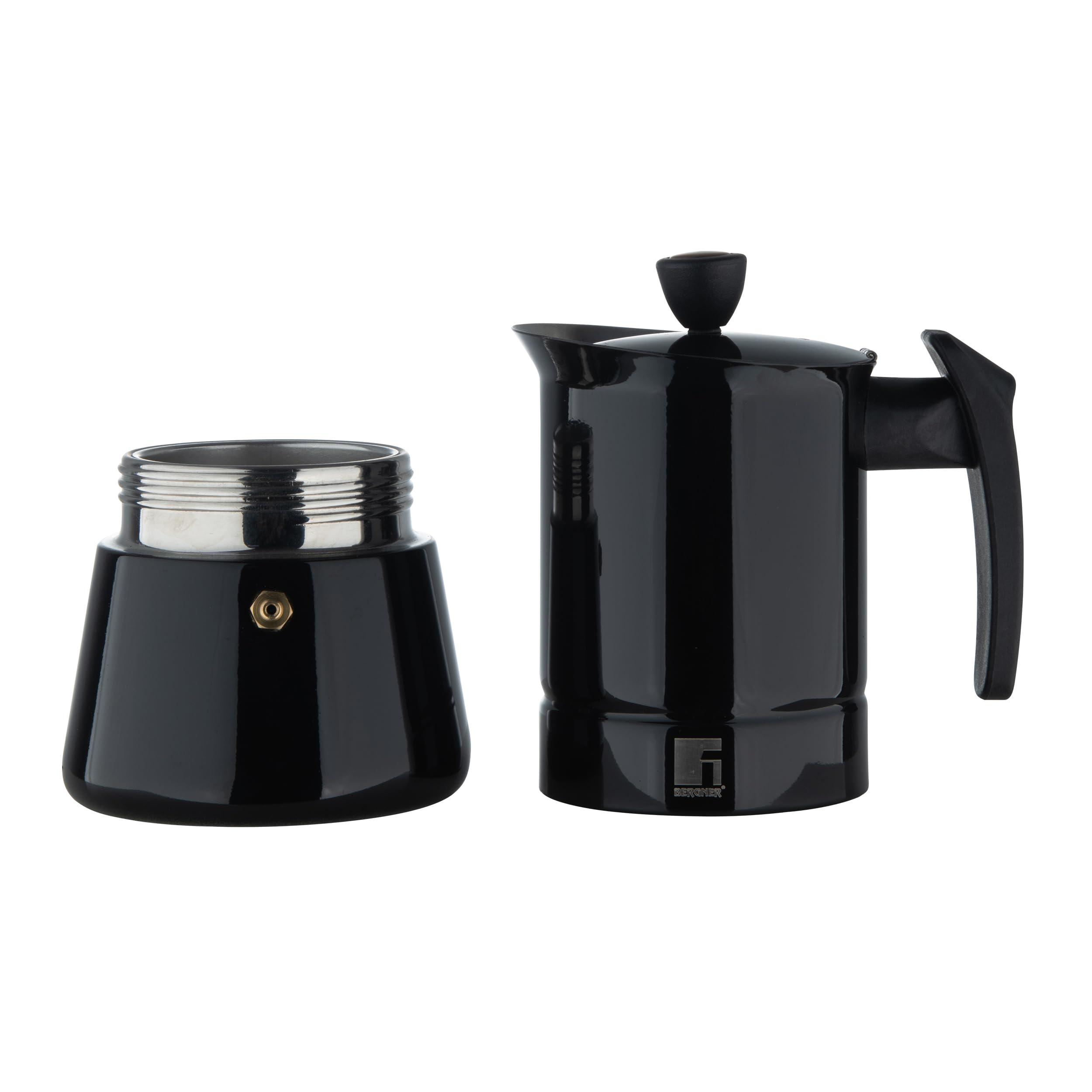 Disassembled BERGNER Copper Coffee Maker showing base and top
