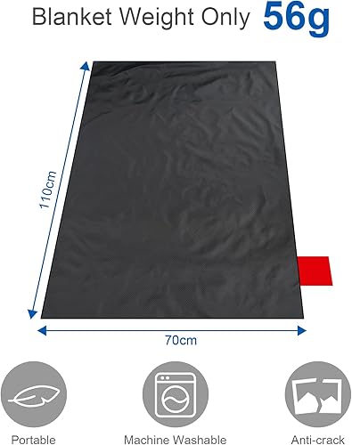 Miniatura 4 de Ainiv Manta de pícnic, mini tapete de playa con bolsillo de 27.5 x 43.3 pulgadas (1-2 personas) plegable, ligera, impermeable, sin arena, sábana