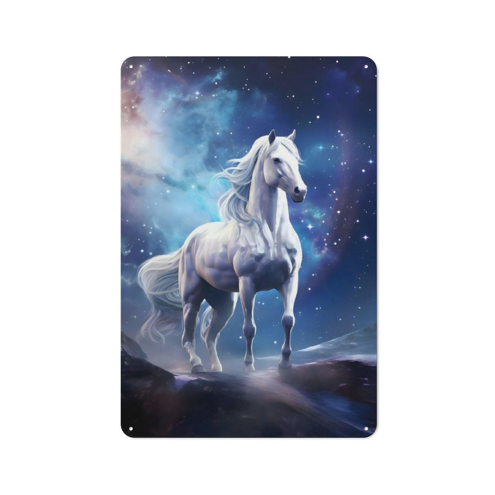Junmoney Space Horse Retro Metal Wall Sign 30X20cm With For Garage Wall, A Decorative Metal Sign For Garages And Workshops