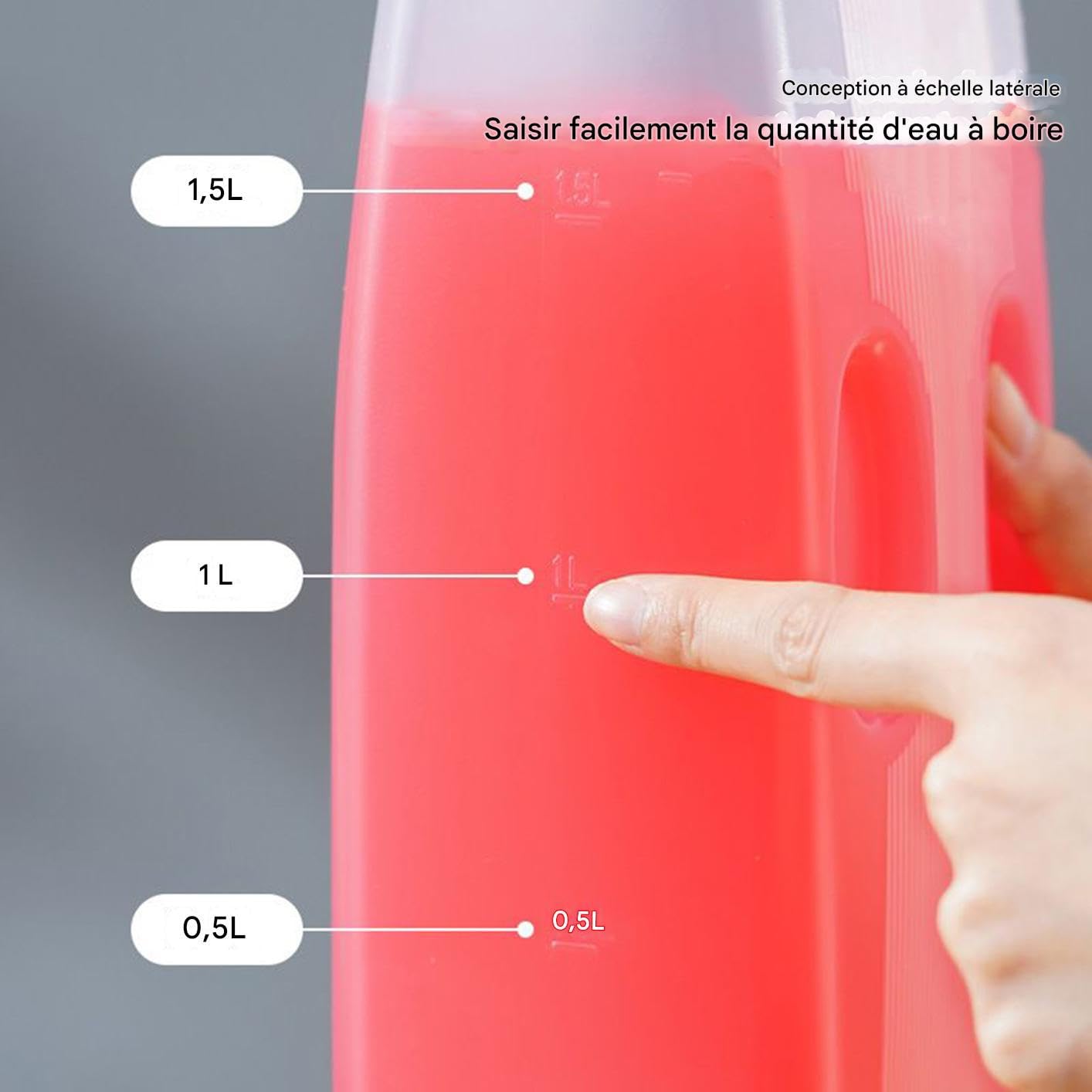 Bouteille à Jus 2L Distributeur de Boissons Froides pour Réfrigérateur avec Couvercle