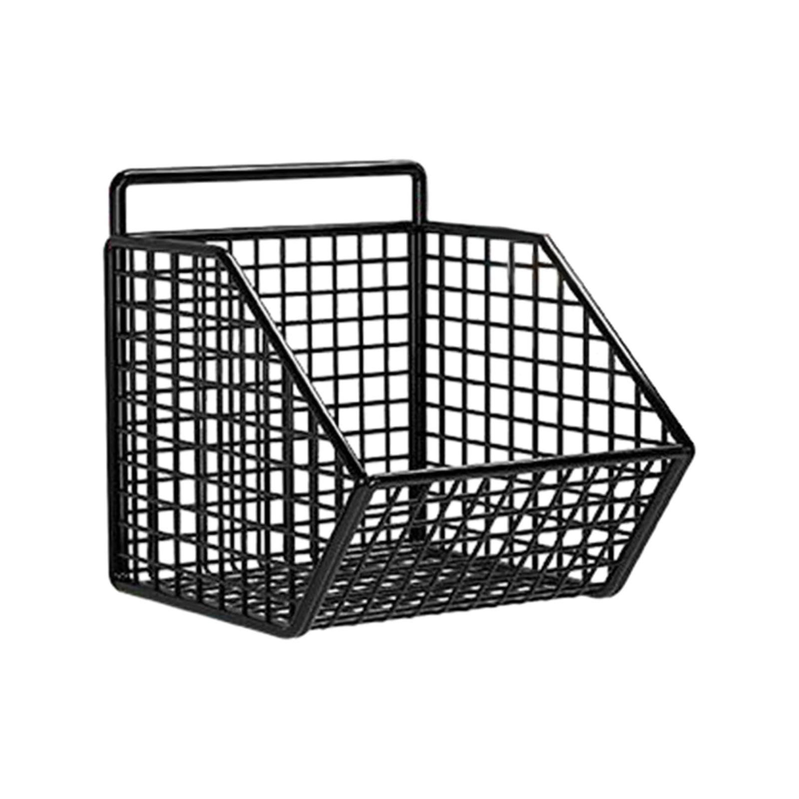 predolo Wall Mounted Pantry Shelves for Storage, Wall Hanging Baskets for Kitchen, Bathroom, Metal Wire Fruit Vegetable Baskets, Single Grid