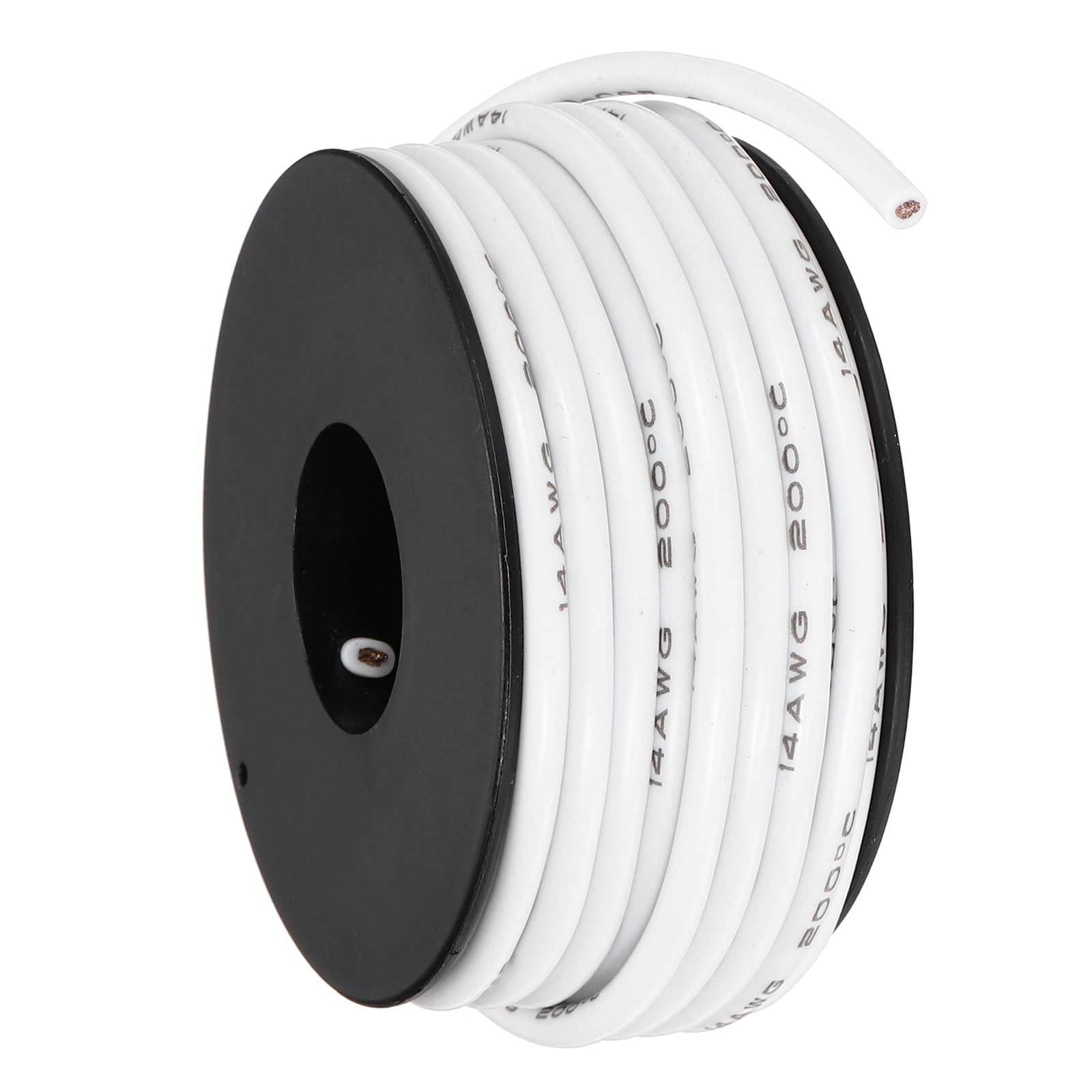 sourcing map 14AWG Flexible Silicone Wire 9m/30ft, 14 Gauge Tinned Copper Electrical Stranded Wire 200 Celsius/392 Fahrenheit High Temperature Hookup Spool for DIY Model Wiring, White