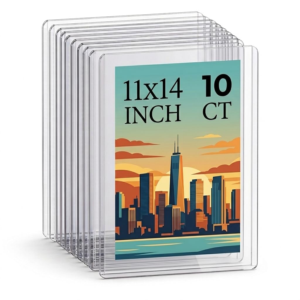 Coolbyl 11x14 Toploaders 10ct - Ultra Durable Card Protectors for Graphic Art, Photos & Poster - Crystal Clear PVC, Archival-Safe, Fit 11x14 Inch