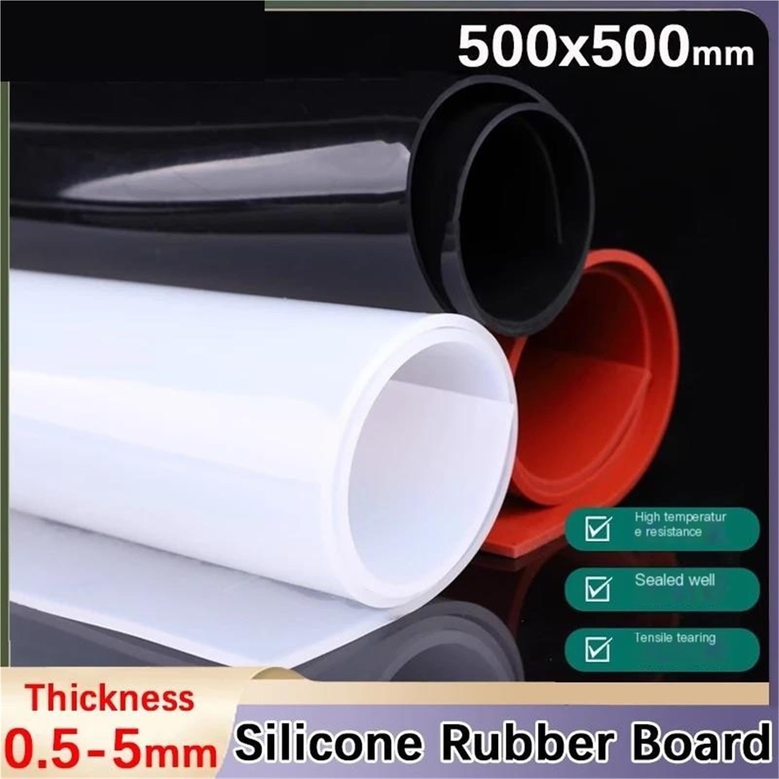 500 x 500 mm hitzebeständige Silikonkautschukplatte for DIY-Projekte, 1 Stück(Red,500x500x2mm)