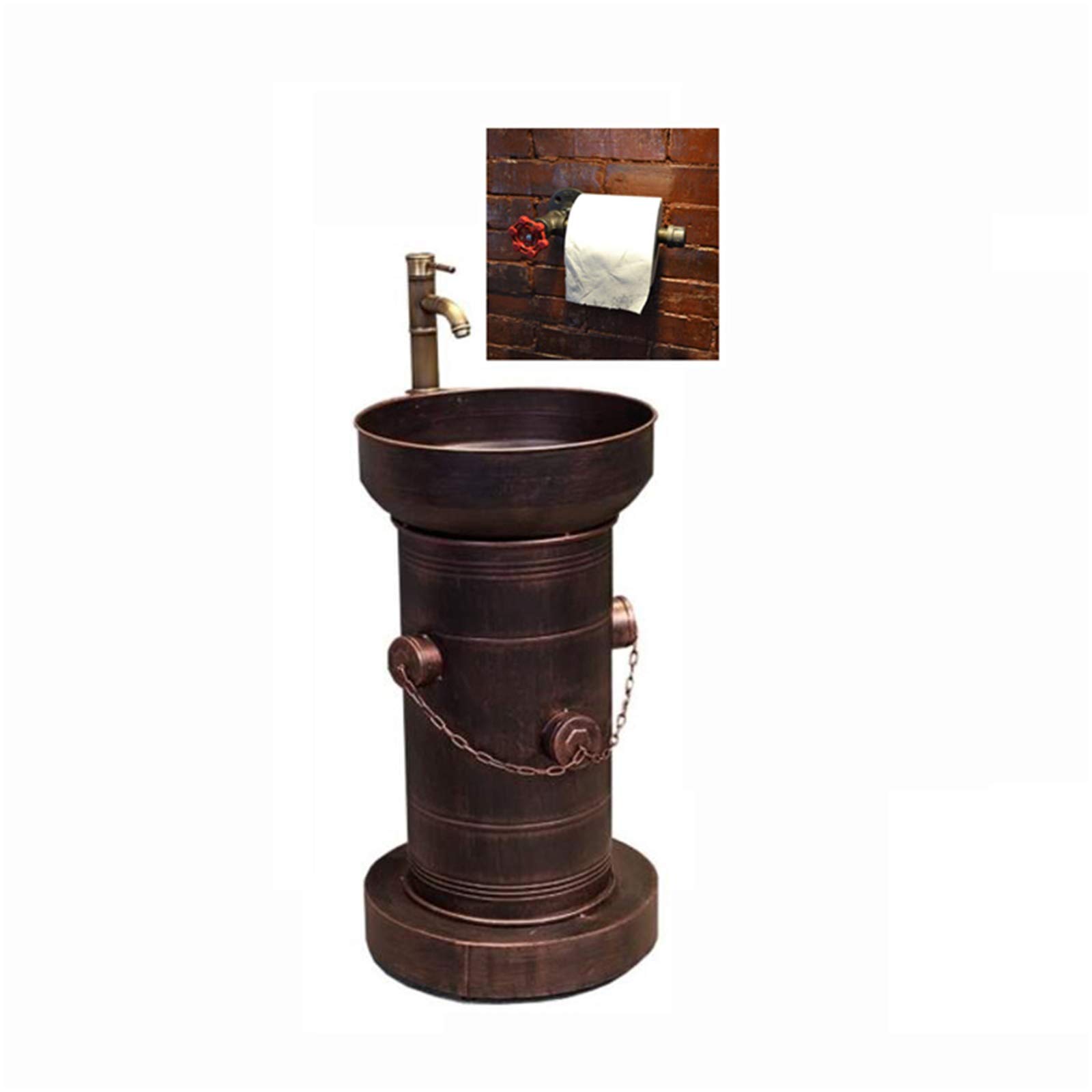 Lavabo industriel en fer style loft pour salle de bain, lavabo rétro et meuble pour bar, ktv, cybercafé, style industriel (F